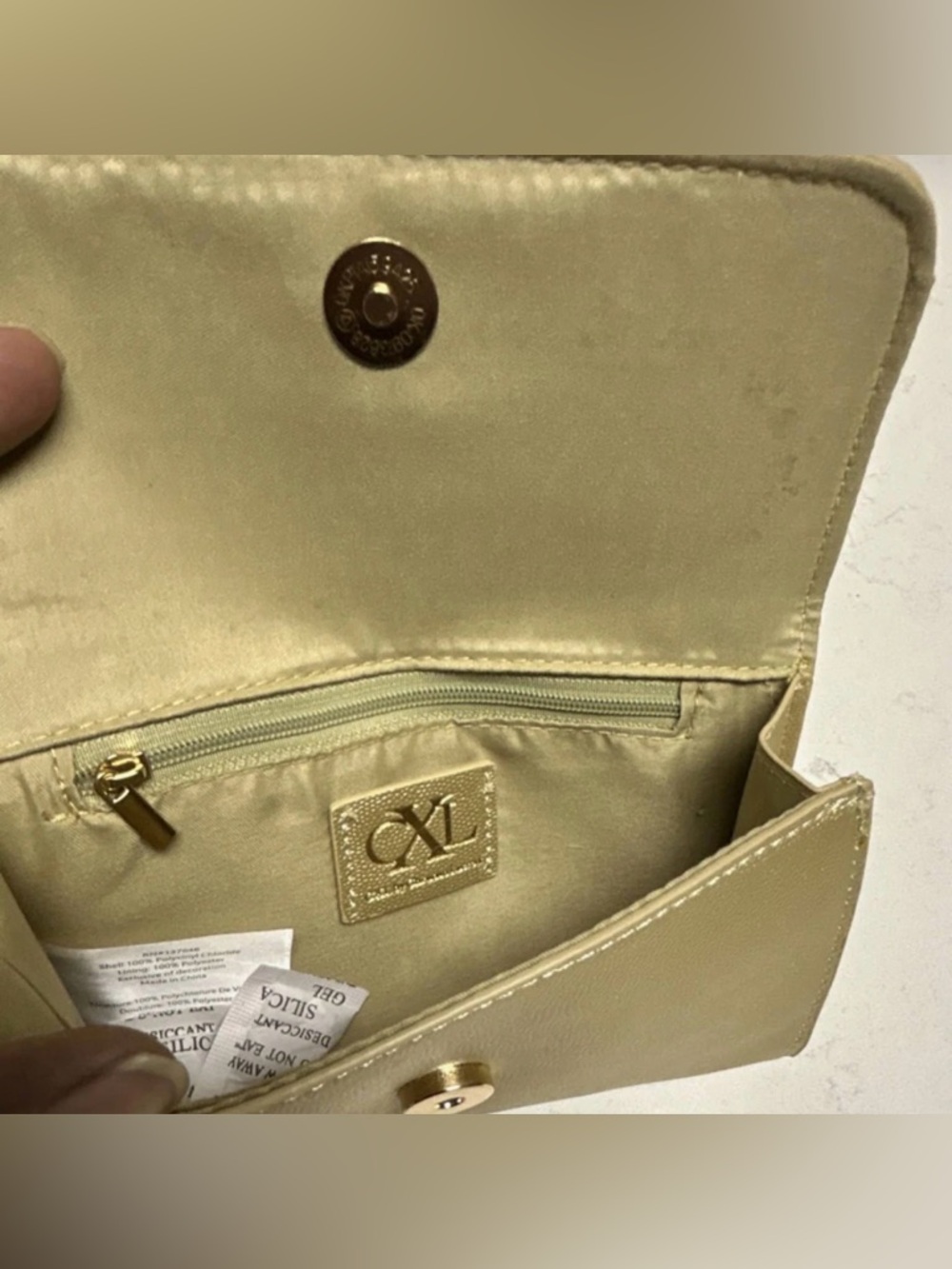 NWT Christian Lacroix Park Smooth Small Clutch Wristlet Gold CXL Logo - Picture 3 of 3